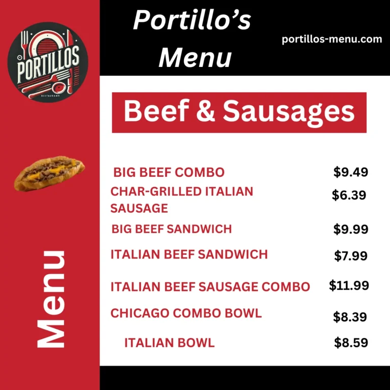 Portillos Rockford Menu With Prices