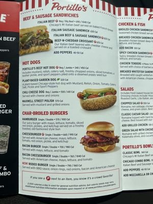Portillos the Colony Menu With Prices