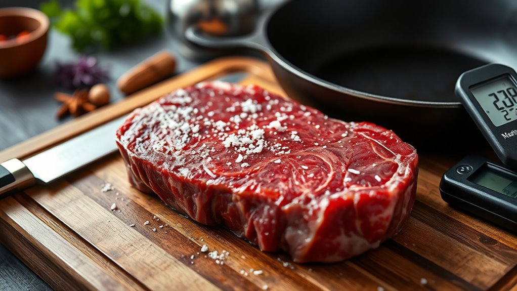 choose thick marbled steaks