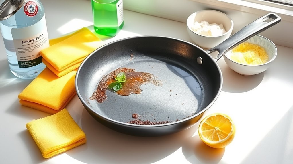 clean burnt non stick pan