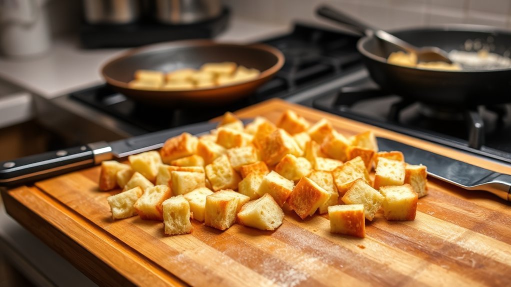 cut bread into cubes