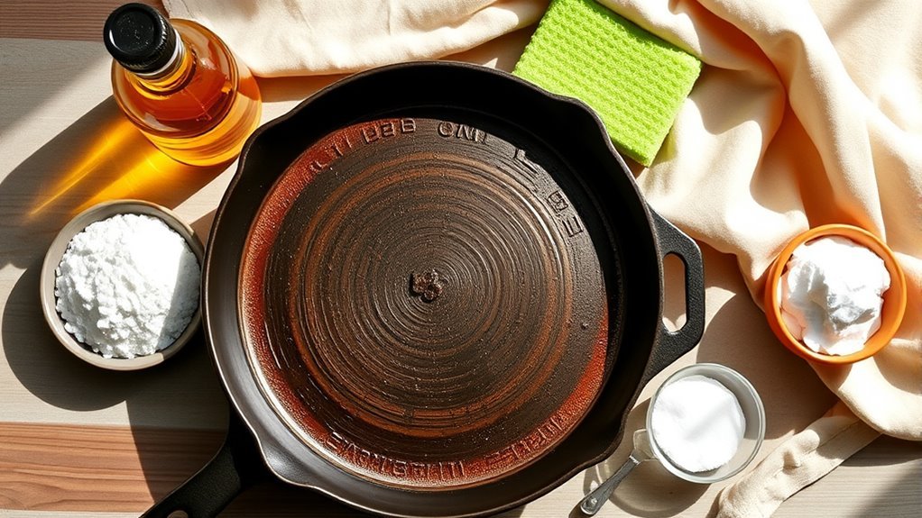 gather cleaning and seasoning supplies