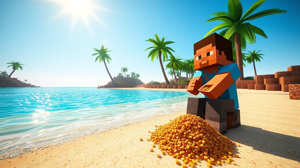 gather sand efficiently with tools