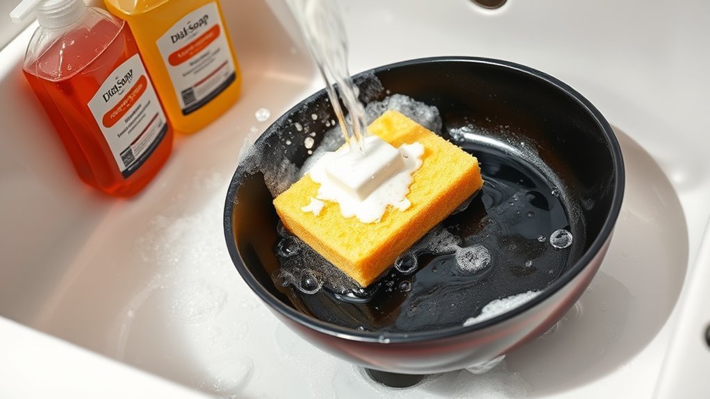 gentle soap warm rinse