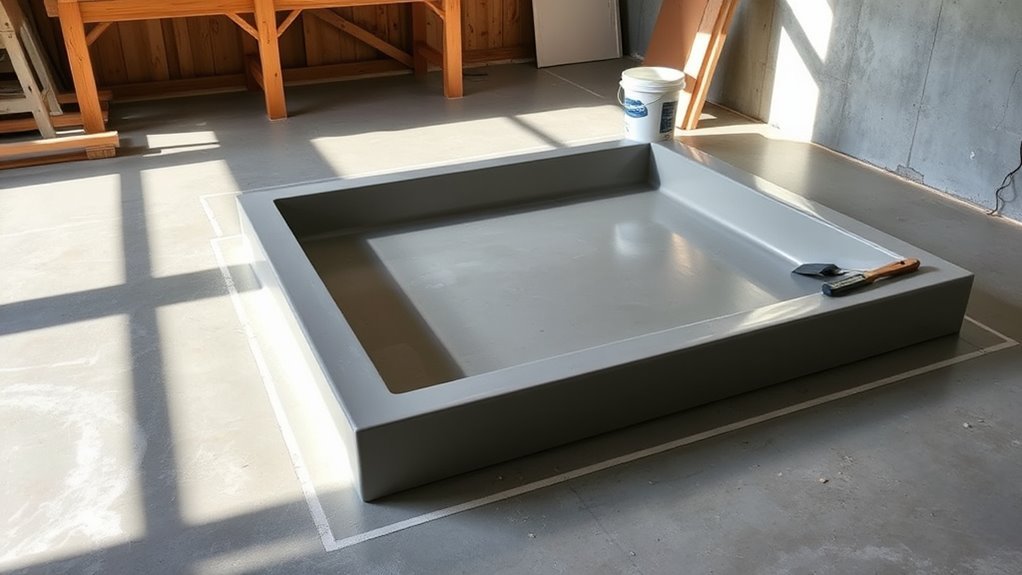 install shower pan concrete