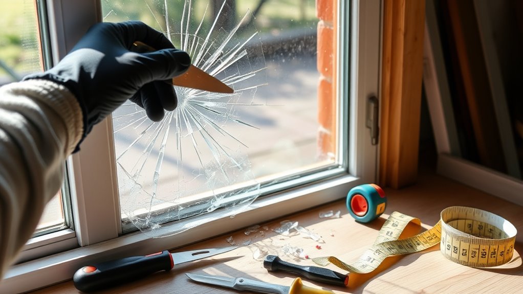 measure and carefully remove glass