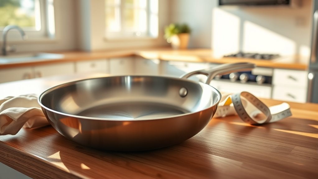 place pan on flat surface