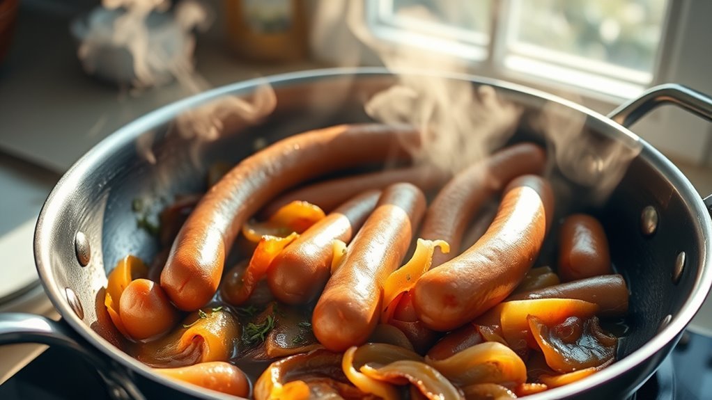 prepare brats and onions