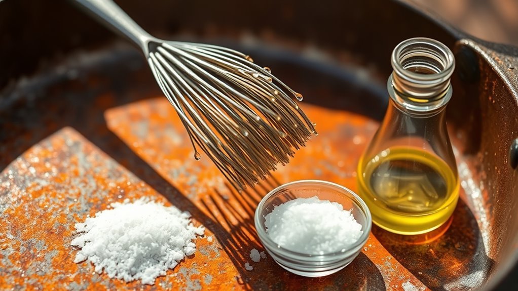 remove rust and old seasoning