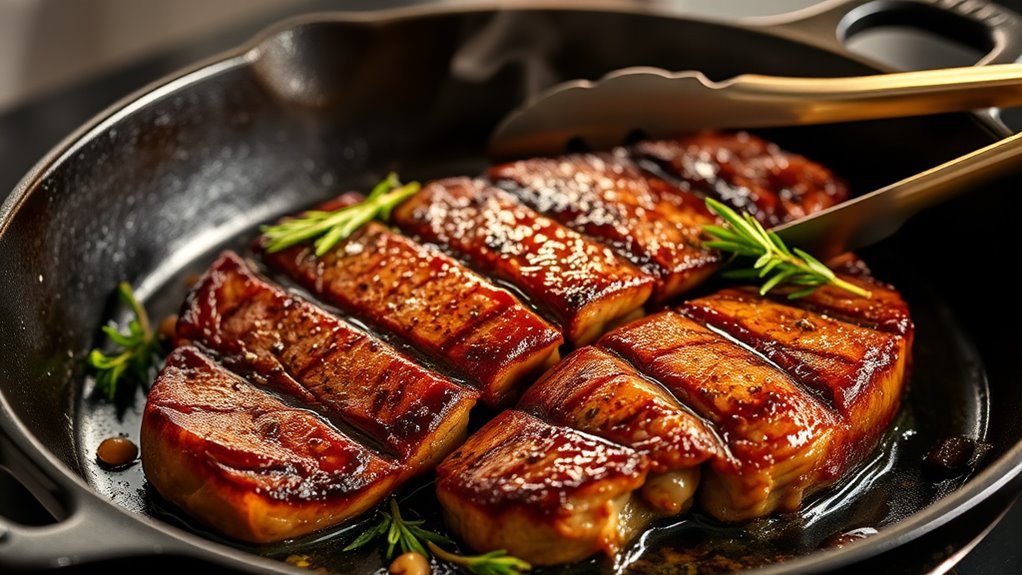 sear steak with care