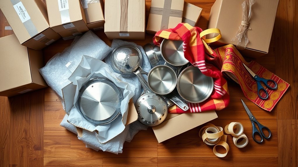 securely pack pots safely