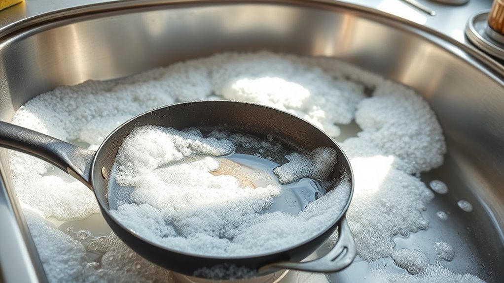 soak pans before scrubbing